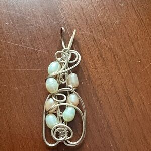Artisan white gold filled and  freshwater Pearl Pendant
